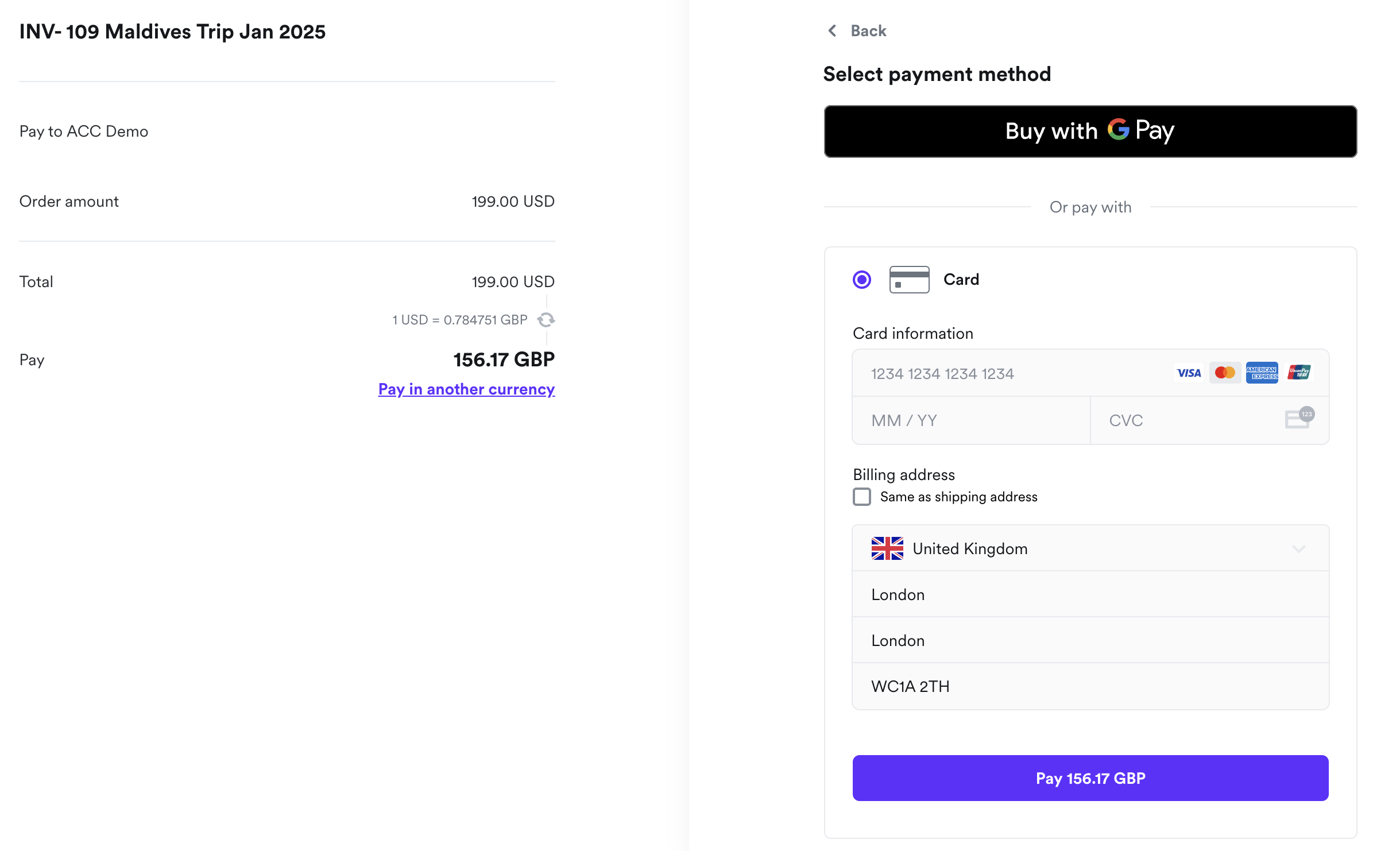 Automatic Currency Conversion example