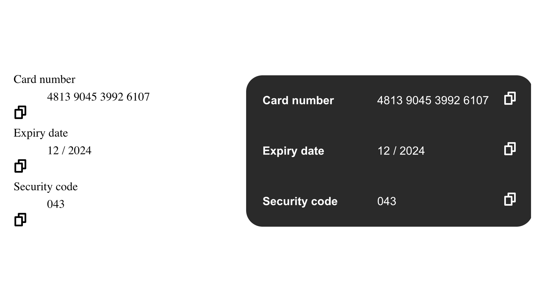 Before vs After card iframe styling