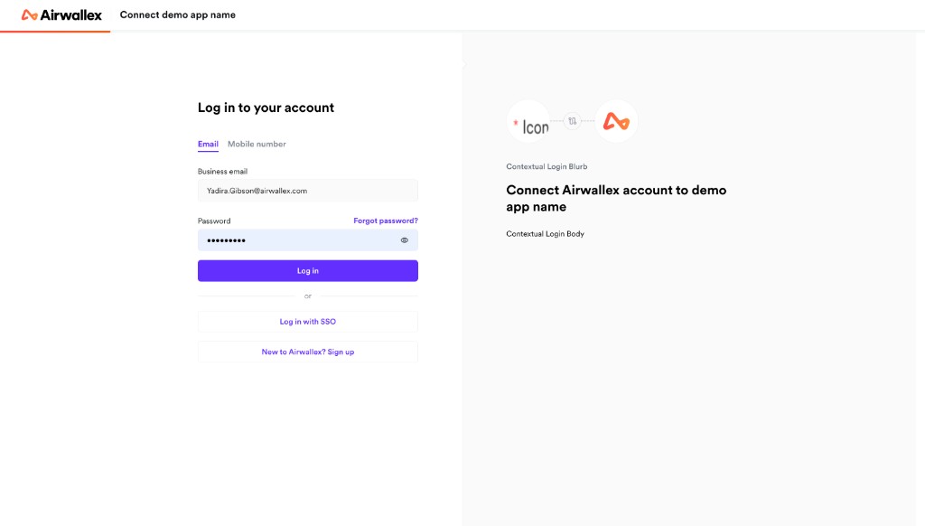 Airwallex login screen