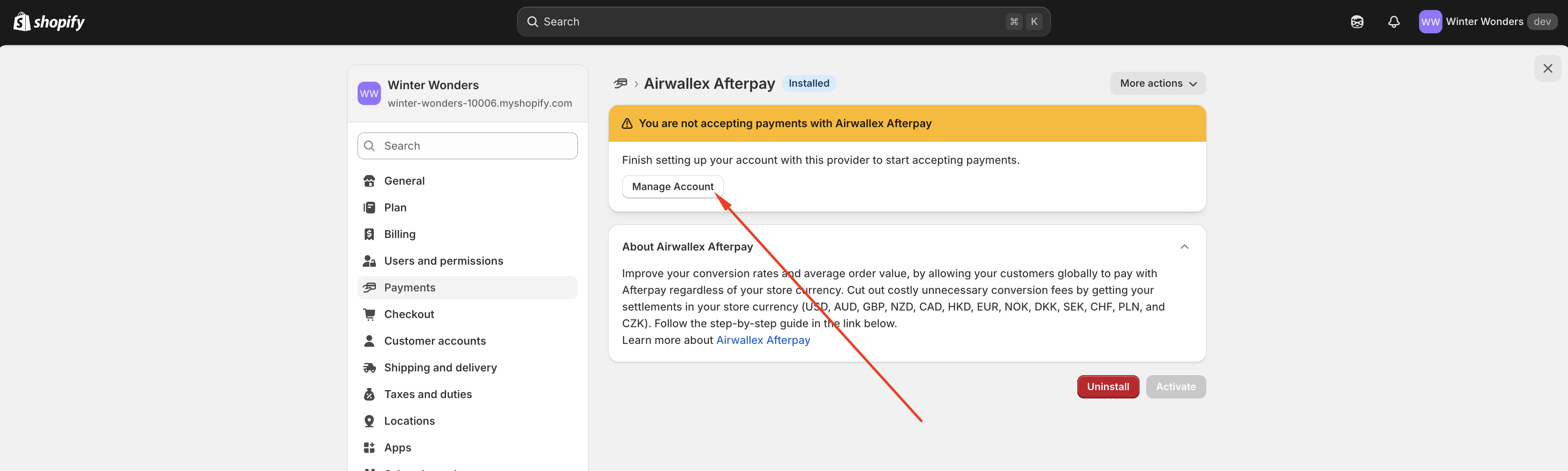 Click manage account