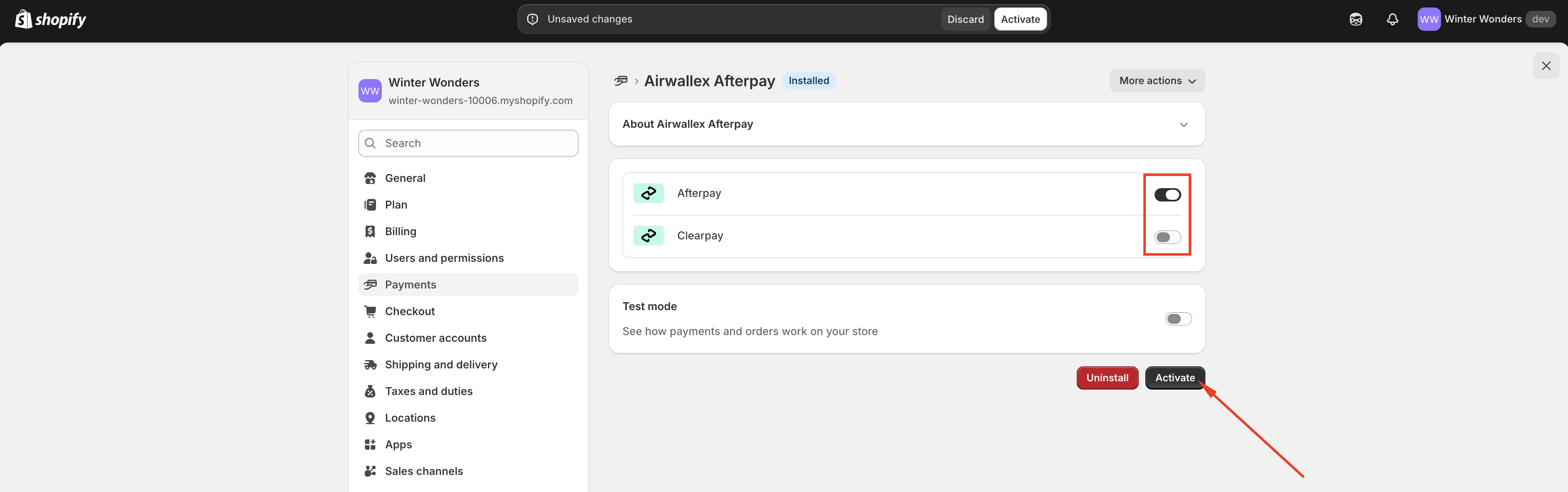 Activate Airwallex Afterpay